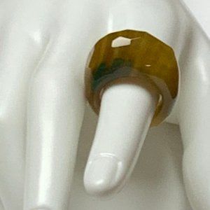 Yellow & Green Onyx Agate Faceted Ring